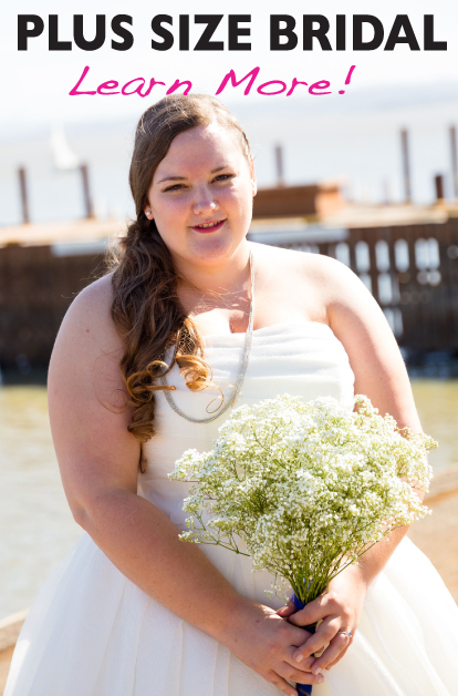 Plus size wedding dresses and plus size bridal gowns. Serving all of Vermont and New Hampshire. Sizes 0-42W.