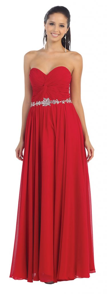 Red-prom-dress-with-sweetheart-neckline-and-belt