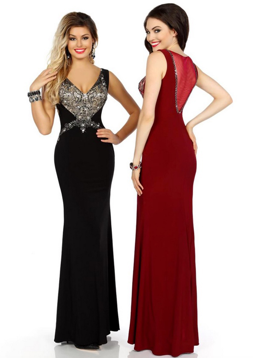 Black-Metallic-Fitted-Prom-Dress